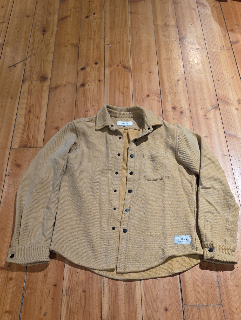 ANIAN Men's Mustard Yellow Casual Overshirt Blazer